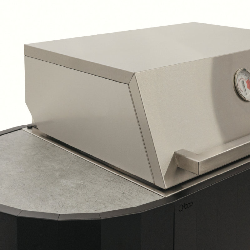 Q-Boo OVO GS buitenkeuken zwart staal – Gasbarbecue met Dekton Kreta werkblad