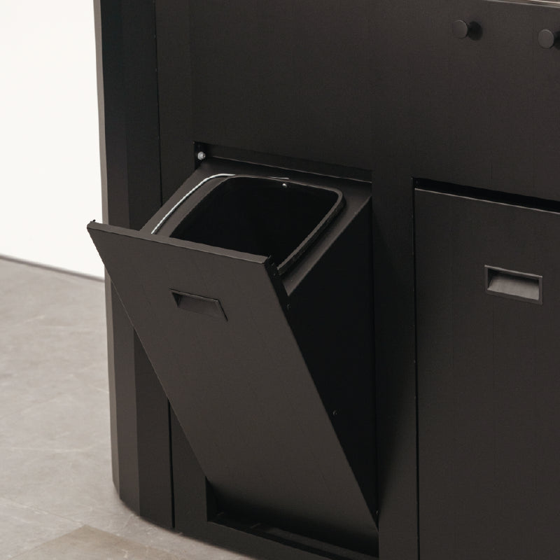 Q-Boo OVO GL buitenkeuken zwart staal – Gasbarbecue met spoelbak en Dekton Kreta werkblad