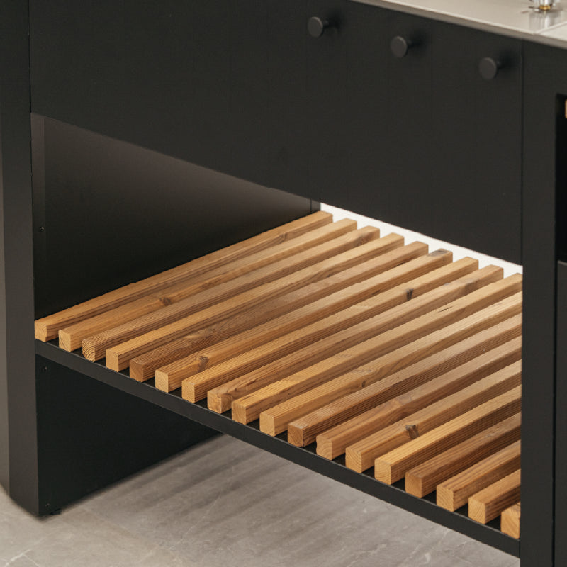 Q-Boo OVO GM buitenkeuken zwart staal – Gasbarbecue met Dekton Kreta werkblad