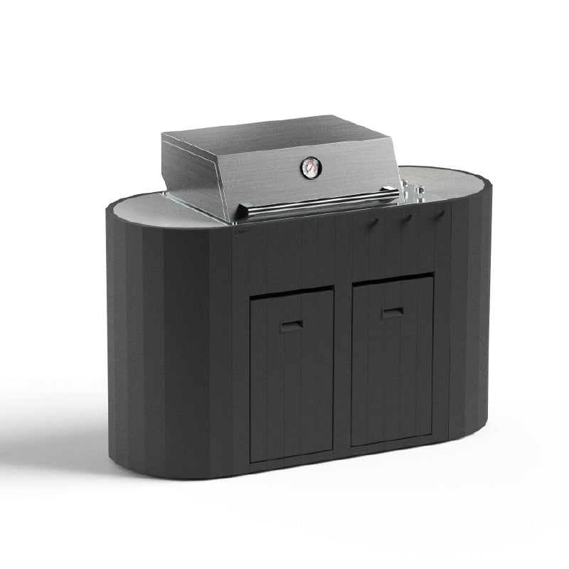 Q-Boo OVO GS buitenkeuken zwart staal – Gasbarbecue met Dekton Kreta werkblad