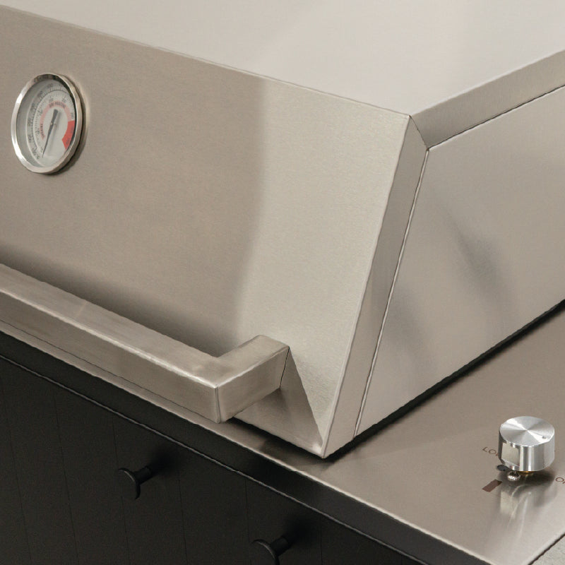 Q-Boo OVO GS buitenkeuken zwart staal – Gasbarbecue met Dekton Kreta werkblad
