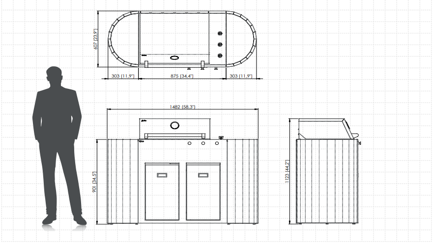 Q-Boo OVO GS buitenkeuken zwart staal – Gasbarbecue met Dekton Kreta werkblad