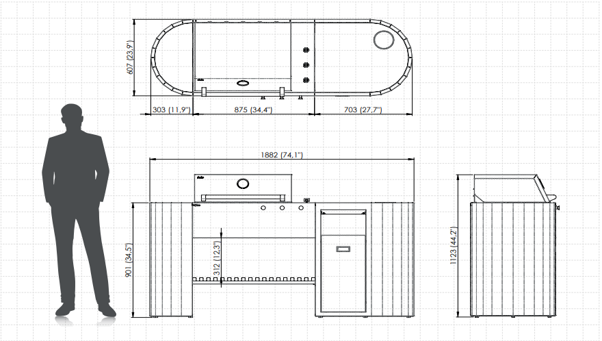 Q-Boo OVO GM buitenkeuken zwart staal – Gasbarbecue met Dekton Kreta werkblad