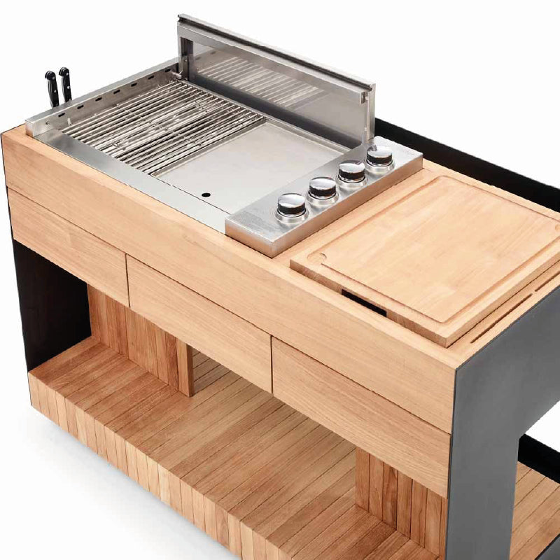 Indu+ Bilba trolley met Gasgrill en Snijplank